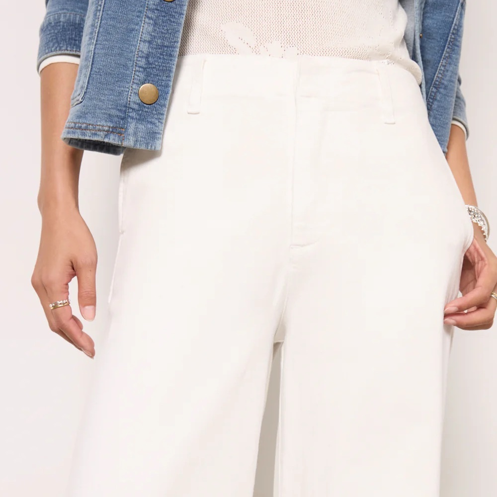 KUT From The KLOTH Jeans Meg Wide Leg White Twill Stretch Pants Plus Size 12 NWT - Picture 5 of 8